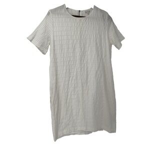 GAP Eyelet Shift Dress White Back zip Midi Cottagecore minimalist cotton 6
